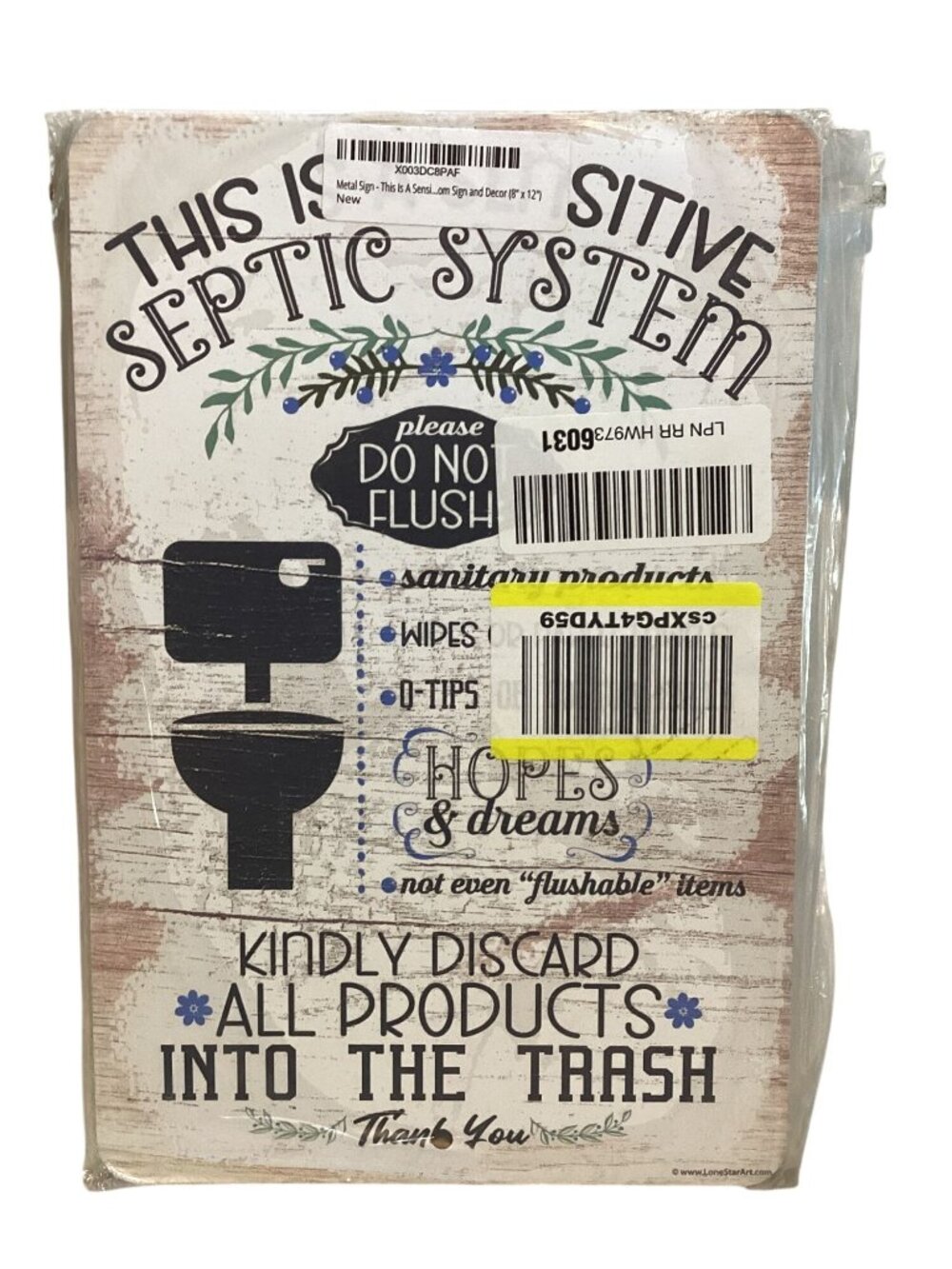 "This Is A Sensitive Septic System" Golden Era Distressed 8X12 Tin Signage New